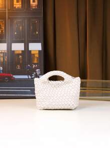 Geantă mini coș țesătă manual, geantă de mână asortată mamă-fiică, posetă la modă pentru femei