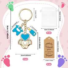 5/10/15/20 Bộ Quà tặng Tiệc mừng em bé chào đời có Móc chìa khóa thiết kế kèm Túi vải Organza màu trắng và Thẻ cảm ơn Quà tặng Tiệc mừng em bé chào đời cho bé trai và bé gái Đồ dùng thiết yếu cho ngày lễ Thích hợp cho Tiệc mừng em bé chào đời, Sinh nhật và Trang trí sự kiện - cũ A - Xem 5