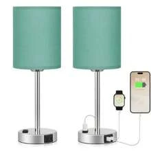 Bedroom Touch Desk Lamp - High Bedside Table Lamp With USB-C USB-A Charging Port White -3-Channel Dimmable Control Small Lamp, Suitable For Office, Dormitory, Living Room, Reading