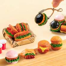 1/5/10pcs Mini Hamburger Fake Food, Realistic Hamburger, Mini Panini Hamburger Fake Food, Resin Crafts, Miniature Decorations, Artificial Food, Resin Figurine, Decorative Accessories, Dollhouse Toys, Photography Props, Dollhouse Accessories School Supplies,Back To School