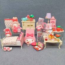 Sanrio 1pc Hello Kitty Miniature Furniture Mystery Box - Cute DIY Anime Dollhouse Decor Accessories - Perfect Gift For Birthdays, Mid-Autumn Festival, Holiday Season, Craft Supplies (Blind Box, Random Assortment)