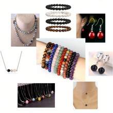 Juego de 3/6/12 piezas de cuentas espaciadoras de piedras naturales redondas de 10mm de colores mixtos para hacer pulseras, collares, pendientes, joyería DIY, cadenas de gafas, charms de teléfono, manualidades, decoración del hogar y de boda