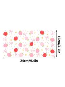 Cute Strawberry Bow UV DTF Transfer Sticker, Suitable For Libbey Glass Cups, Friction Transfer Applicable, Suitable For 16oz Glass Cups, Bottles, Coffee Mugs Etc., Waterproof Self-Adhesive Sticker, Also Applicable For Laptop, Greeting Cards, Party Decorations And Any Hard Surface Transfer Sticker - Multicolor - View 2