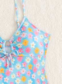 女士性感清新海滩连体泳衣 - 彩色 - 查看 4