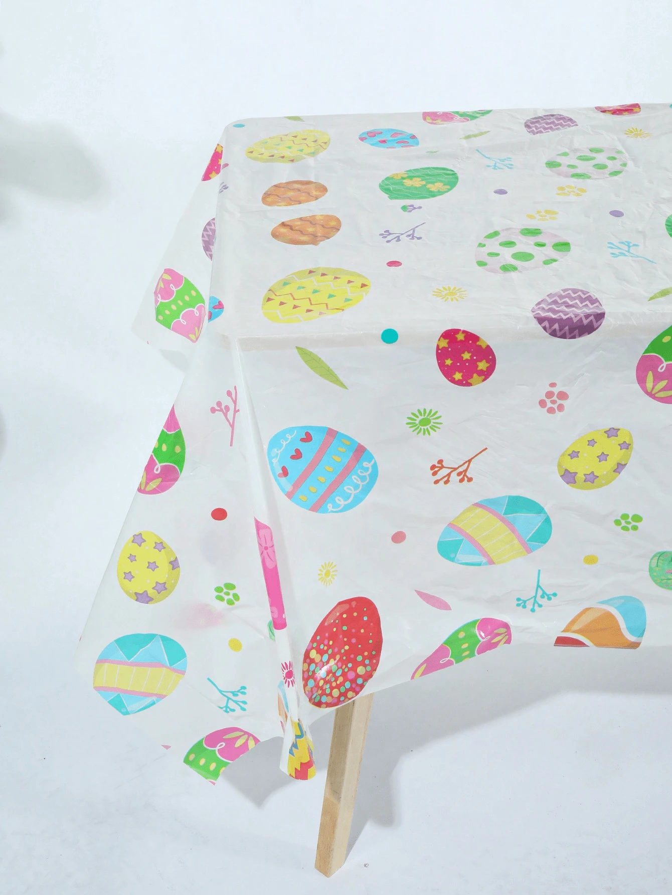 3 件 137*274 厘米/53.94*107.87 英寸一次性桌布，彩色蛋壳复活节主题桌布，采用防水防油 PE 材料制成，适合复活节派对