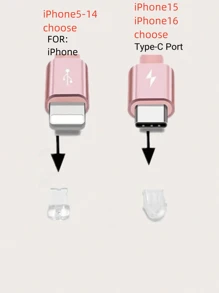 1 pieza Colgante decorativo con lazo de metal y brillantes/Tapón antipolvo para puerto de carga de teléfono/Compatible con /Conector Tipo C - Plateado - Ver 6