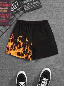 图腾数码印花休闲运动男式短裤