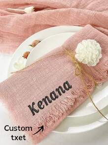 1PC Embroidered Personalized Linen Napkins Linen Dinner Napkins With Fringe Edge, Napkins Cloth Washable Perfect For Spring Holidays, Easter Day,Mother's Day Gifts - Multicolor - View 10