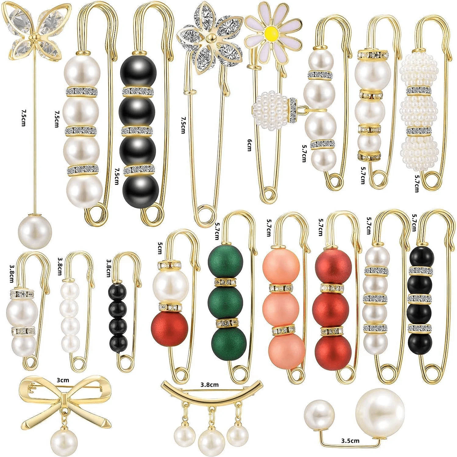 14/21pcs Women Brooch & Pins, Waist Cincher Belt Clip, Scarf, Sweater, Collar Clips, Faux Pearl Brooch, Fashion Cover Up Buttons And Clothing Decorations - Multicolor - View 1