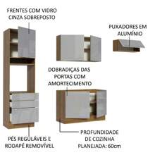Madesa Complete Integral Kitchen Cabinet 260cm Lux R/G 03 - Brown and Grey - View 4