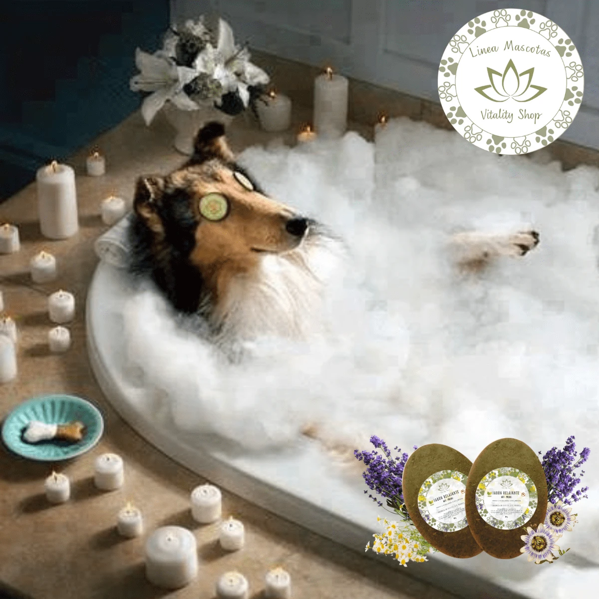 Jabón orgánico ozonizado para mascotas perros gatos hurones 2 piezas, limpieza profunda, shampoo suave, cuidado animal natural, higiene saludable - JABÓN RELAJANTE 2 PZ - Ver 1