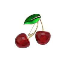 1pc Luxury Red Cherry Brooch Pin, High-End Elegant Sweater/Coat/Suit Decorative Accessory - Cherry - View 4