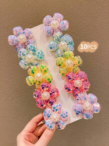 8/10/12/14/20/36pcs Glitter Bow Flower Pentagram Heart Hair Clips, Everyday Sweet Girl Hair Accessories