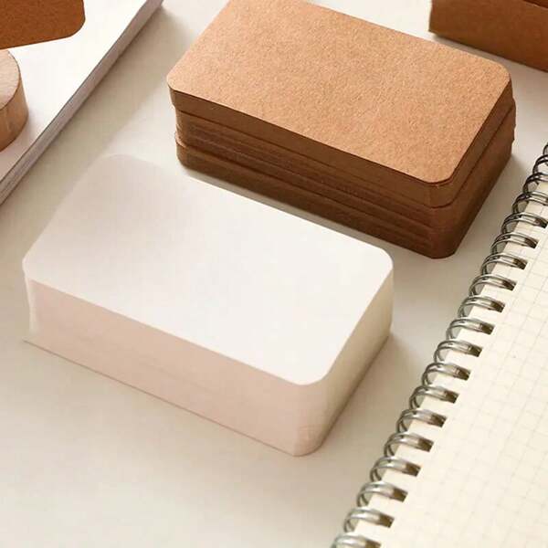 100sheets Blank Word Cards, Blank Greeting Cards, Handwritten Word Blank Cards, Suitable For Notes, Postcards, Bookmarks, Messages,Back To School,School Supplies