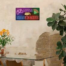 1pc 2D Flat Retro Gamer Wooden Sign - Perfect For Boys' Game Room, Nursery And Porch Decor | Suitable For Indoor And Outdoor, Farm, Restaurant, Garden, Bar, Cafe, Gym Decor, Random Hole Placement, Home Decor, Room Decor, Wall Art, Ideal For Thanksgiving - Multicolor - View 5