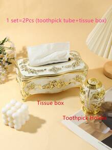 1 件复古玫瑰纸巾盒、家居装饰、家居用品、桌子、家居装饰、家居整理和储存、房间装饰、卧室房间装饰、厨房配件、厨房工具、厨房整理器、旅行、节日、纸巾盒架、餐巾架、节日家庭聚会、厨房餐桌装饰、家庭厨房卧室客厅餐厅、家居装饰配件、装饰盒、女性婚礼礼物、夏季旅行节日必备品 - 金白色 - 查看 4