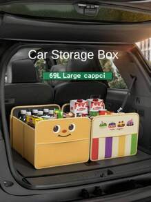 1pc Cute Cartoon Series Foldable Large Capacity Waterproof PU Leather Material Storage Box, Clothes Storage Box Foldable Wardrobe Storage Box Storage Box With Durable Handle, Thick Fabric For Clothes, Blankets, Quilts, Sheets, Pillows And Toys Decoration Autumn Decoration Holiday Decoration Room Decoration Home Decoration Autumn Decoration Bedroom Decoration Organizer Storage Box Travel