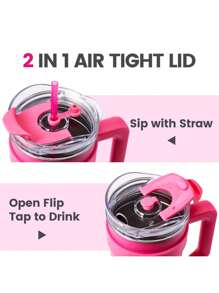 Miniso Barbie Series Extra Large Capacity Straw Steel Cup 1600ml/54.1oz, Durable, Suitable For Home, Office And Daily Use, Great Birthday Gift, Stainless Steel Material (1pc) - Pink - View 6