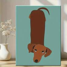 1 Pc Canvas Painting, Vintage Dachshund Art , Wooden Framed Art,High Quality ,Thickness 2.25cm/1inch  Wall Art Prints Poster Direct Hanging Decor For Home Gifts,Living Room, Bathroom, Bedroom, Kitchen,Bar,Office - Black - View 2