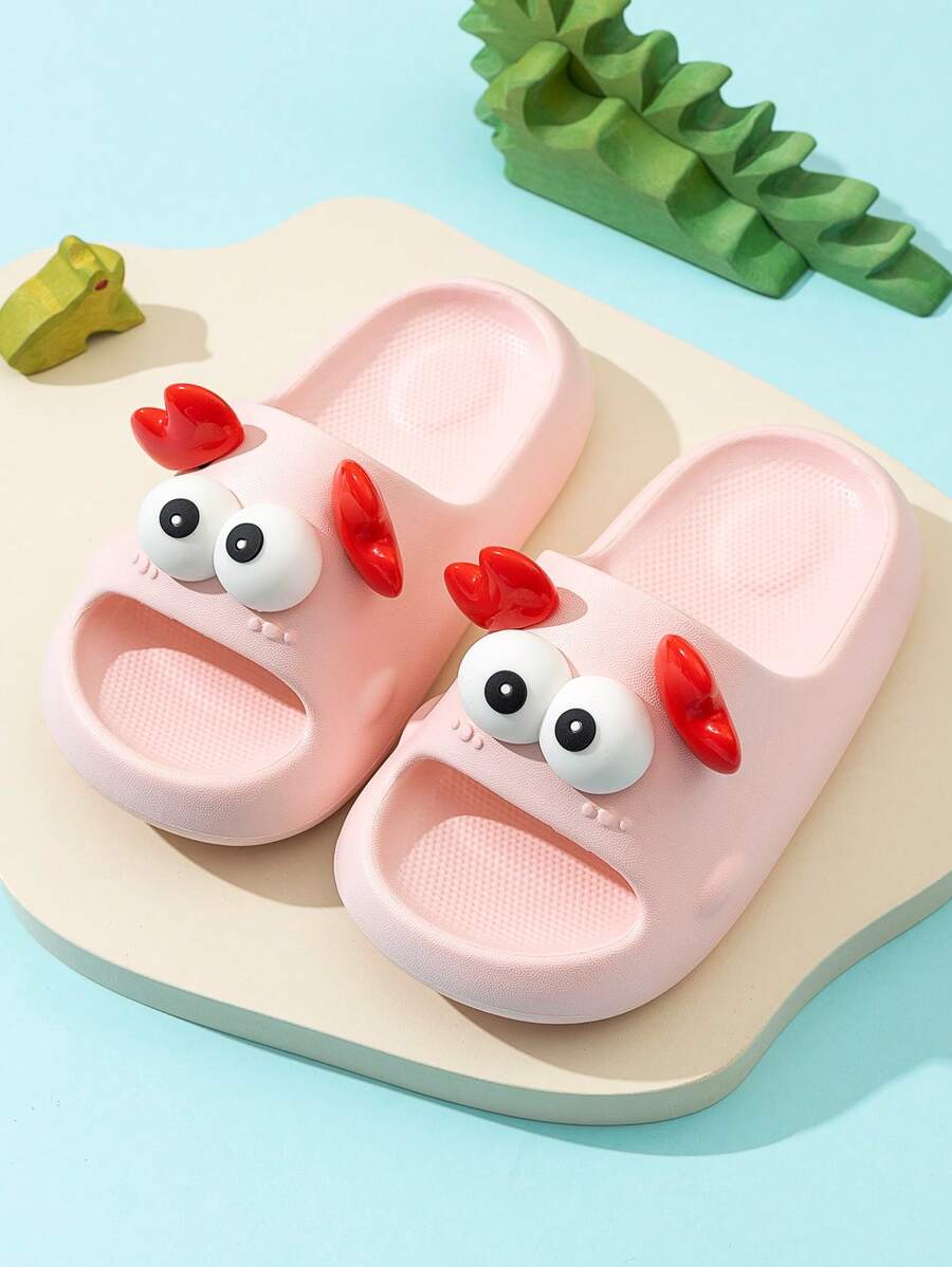 1 双儿童一脚蹬凉鞋，女童夏季新款室内防滑幼儿女童浴室拖鞋 - 粉色 - 查看 1
