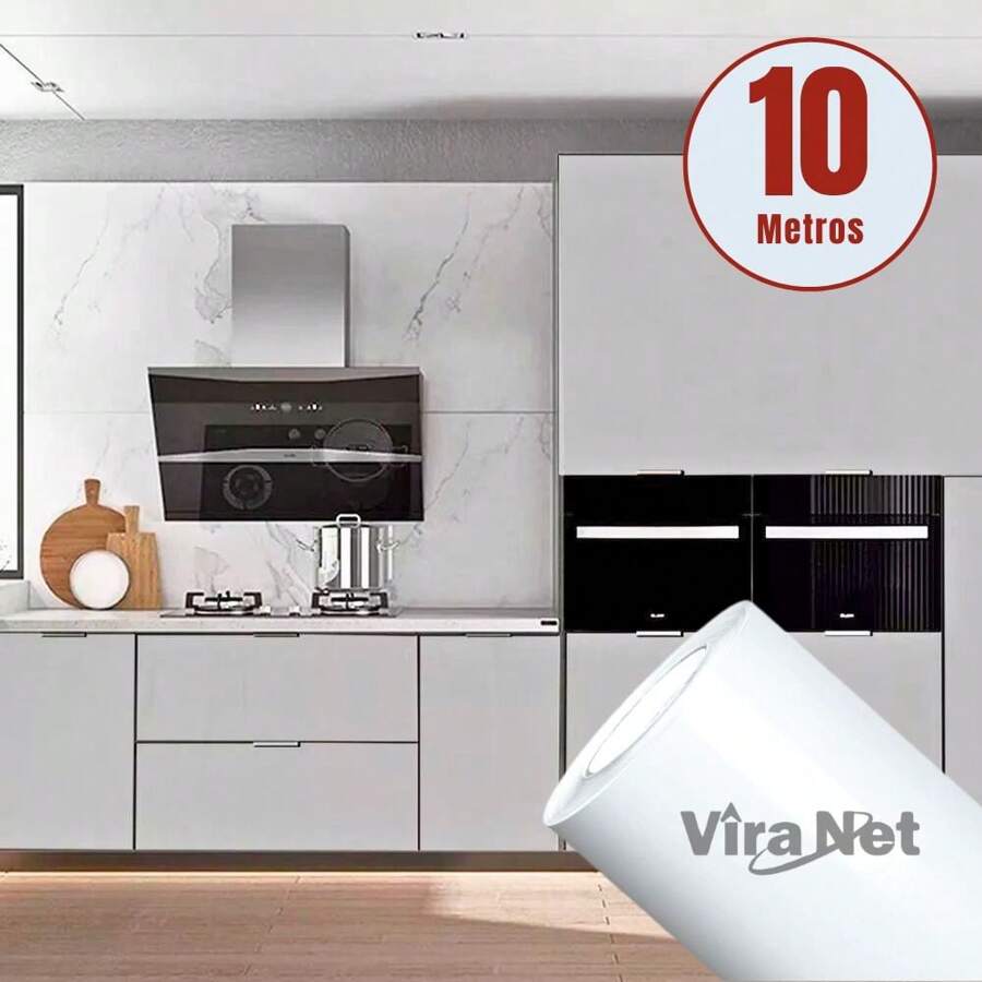 White Decorative Adhesive Wallpaper Roll 5mx45cm Wrapping Refrigerator Furniture