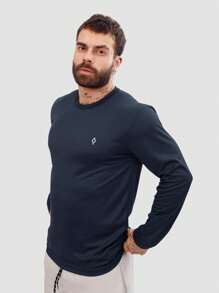 KIT 2 Camisetas Masculina Dry Manga Longa Treino Academia - Azul Marinho - Visão 3