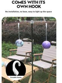 [Creative Planet Lamp] 3-Color Light Source + Type-C Fast Charging No-Installation Hook Design ▎Waterproof For Rainy Days Use Bedroom/Camping Atmosphere Artifact