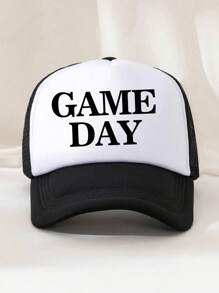 1 Stück Unisex Schwamm Mesh Kappe mit bedruckter Dekoration, GAME DAY, Trucker Hut, Baseballkappe, Sonnenhut, Dad Hut, geeignet für den täglichen Gebrauch, Reisen, Wandern, Klettern, Strandurlaub - SPIELTAG - Übersicht 10