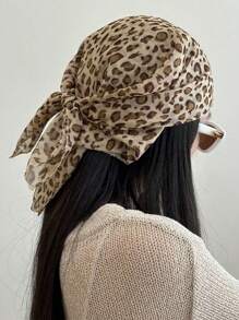 1pc Women 2025 Spring/Summer Fashion Lightweight Leopard Print Bandana Head Scarf, Stylish Minimalist Headscarf, Suitable For All Seasons - Multicolor - View 13