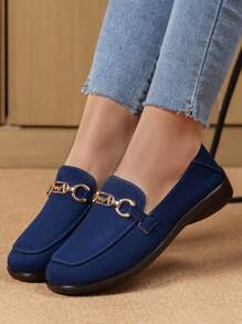 New Lightweight & Comfortable Canvas Slip-On Mom Shoes, Versatile Soft Bottom Casual Flat Loafers - Blue - View 3