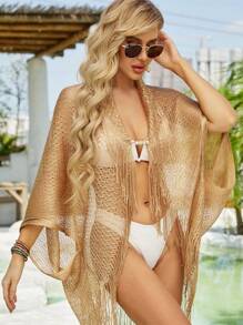 1 peça de cobertura feminina elegante, personalizada, com aparência de metal, vazada, cor sólida, leve, respirável, para proteção solar, para férias na praia e verão