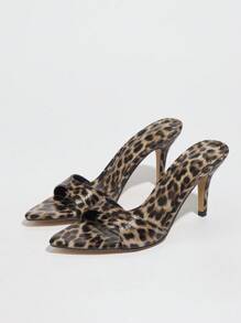 Spring/Summer Women's Leopard Print High Heel Sandals, Sexy Fashion Minimalist Party & Banquet Mule Heels, Brown - Brown - View 7