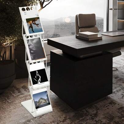 Eatssode 4 Ebenen Präsentationsständer Klappbarer Zeitschriftenständer mit 4 Fächern Ausstellungen Messen Tragbarer A4-Prospektständer Literatur-Präsentationsständer Katalogständer