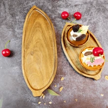 1pc Wooden Leaf Shaped Art Tray, Bathroom Storage, Dessert Display, Restaurant Decor, Holiday & Birthday Party Cake Stand