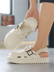 2025新款男士凉鞋软底舒适两用一脚蹬拖鞋厚底防滑耐磨镂空透气时尚休闲沙滩鞋 - 米色 - 查看 5