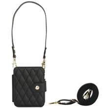 AWQUER Funda de piel sintética PU tipo bandolera con soporte, ranuras para tarjetas y cremallera para Galaxy Z Flip 7 6 5 4 3 5G, con correa de muñeca, bolsa para teléfono móvil con bloqueo RFID para Galaxy ZFlip6 ZFlip5 ZFlip4 ZFlip3 - Negro - Ver 15
