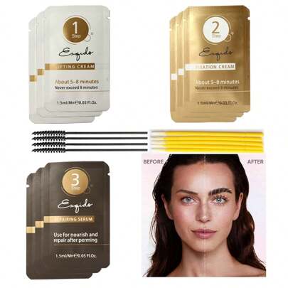 2-In-1 Eyebrow Shaping & Eyelash Lifting Kit - 3-Step Quick Semi-Permanent Curling System, Infused With Nourishing Essence, Salon-Grade Formula, Usable For 10+ Times, Includes Refill And Accessories, Suitable For DIY Home And Professional Salon Use (Gentle Formula, Suitable For Sensitive Skin) (9pcs Set)