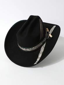 1pc Women/Unisex Fashionable Solid Color Felt Cloche Hat With Elegant Wide Belt & Bow Decor, Retro Style, Versatile Design - Multicolor - View 3