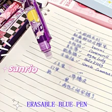Sanrio Sanrio License 6pcss/Box My Melody & Hello Kitty & Kuromi & Cinnamoroll & Pochacco Gel Blue Pen With Large Capacity Pen Case Set - Cute Cinnamon Dog And Friends Themed Erasable Cute Pens, Erasable Ink, Made Of Plastic, Animal Design - Sanrio Characters Back To School Supplies School Essentials
