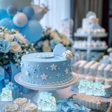 5/10/15/20 Juegos de recuerdos de ducha con diseño de oso llavero, con bolsas de organza blanca y etiquetas de agradecimiento, adecuado para duchas, fiestas, cumpleaños y decoraciones de eventos