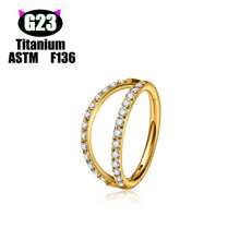 1 pièce Boucle d'oreille/Clou de nez/Anneau de lèvre polyvalente en titane G23 hypoallergénique, style unisexe INS avec micro-incrustation de zirconium, bijou de piercing