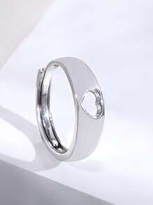 情侣心形承诺戒指“我爱你”订婚结婚戒指套装，适合他和她，铜高抛光舒适可调节开放式设计 - 情侶戒指-一對 - 查看 8