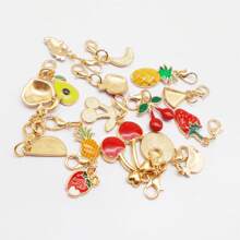 2/16Pcs Enamel Fruit Charm Alloy With Lobster Clasp Necklace Pendant Bracelet Keychain Jewelry DIY Hair Accessory Shoes Purse Bag Hanging Decoration