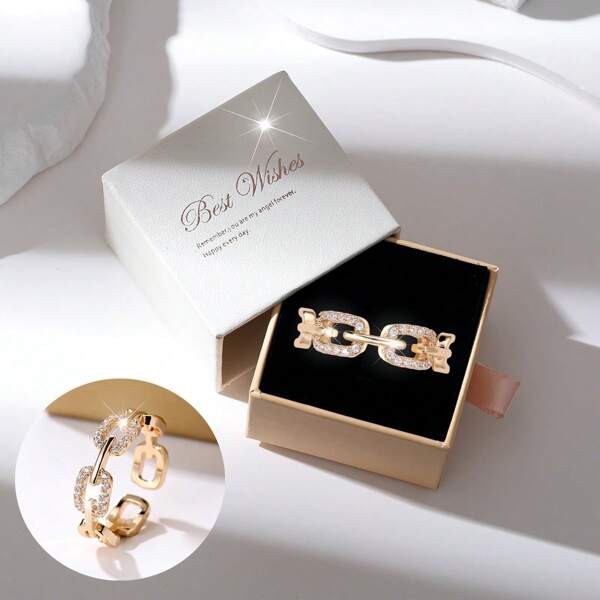 1 Ring, Fashionable And Minimalist Women's Premium Gift Box Packaged Classic Versatile Ring