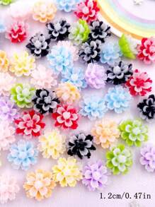 30Pcs Mixed 12mm Resin Double Layer Candy Color Flat Back Flower Rhinestone Scrapbook Wedding Art Applique DIY Jewellery Crafts Accessories Summer, School - Random mixed - View 3