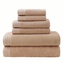 Juego de 6 toallas de lujo suaves de algodón - Toallas de baño y mano absorbentes con paños de lavado para uso en el hogar y el hotel