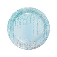 10pcs Light Blue Birthday Party Supplies Light Blue And Silver Diamond Paper Plates Paper Cups And Napkins Tableware Kit For Glitter Blue Theme Birthday Party Gender Reveal Wedding Party Decoration - Multicolor - View 9