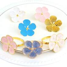 2/4/6pcs Floral Napkin Rings, Elegant Napkin Holders For Holiday Party, Wedding, Dinner Table Decor