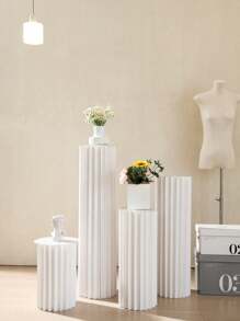1/3/4pcs Set Cardboard Pedestal Stand, Folding Pillar Stand, Wedding Props, Floor Display Column Stand, DIY Pedestal Box With Round Top Plate Folding Paper Cylinder Column Pedestal Wedding Birthday Cake Flower Stand Rack,Material: Paper ,Can Bear 20kg