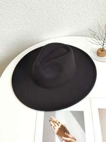 1 pieza Sombrero de bolos de unicolor, estilo retro bohemio casual de palacio, nuevo estilo europeo y americano de verano, sombrero fedora de fieltro de lana unisex de talla grande para viajes al aire libre, sombrero de moda apto para uso diario, calle, campamento